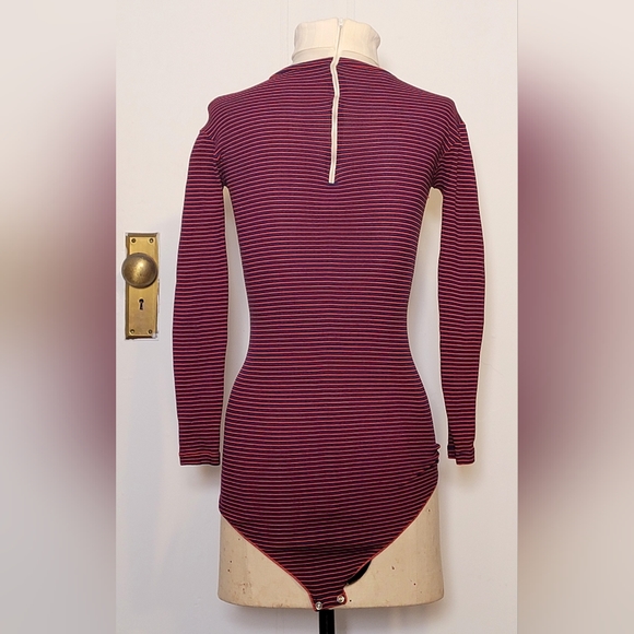 Red, blue and white stripped vintage bodysuit. Has room to stretch. - Picture 7 of 8